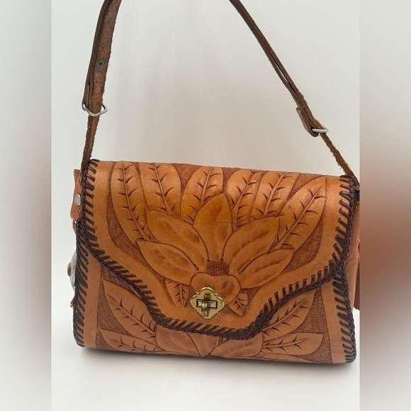 Vintage Four Jay's Hand Tooled Leather Purse Floral Western Bag Albuquerque NM - Picture 3 of 16